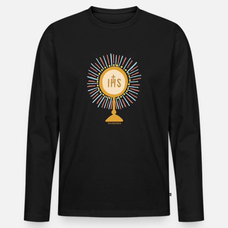 Jesus hat geopfert - Männer Premium Bio Langarmshirt - Schwarz