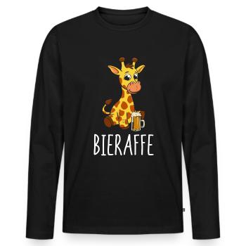 Bier Giraffe Bieraffe Bierliebhaber Tier - Männer Premium Bio Langarmshirt - Schwarz - Vorne - Nico (187cm)