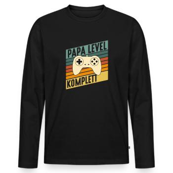 Papa level complete Gaming Father Baby Pregnant - Men's Premium Organic Long Sleeve Shirt - black - Front - Nico (187cm)