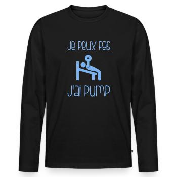Musculation fitness cadeau papa - T-shirt manches longues Premium bio Homme - noir - Devant - Nico (187cm)