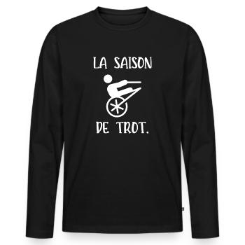 la saison de trot - T-shirt manches longues Premium bio Homme - noir - Devant - Nico (187cm)