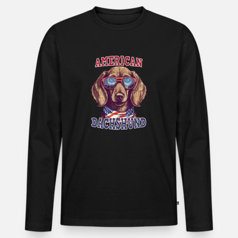 American Dachshund - Männer Premium Bio Langarmshirt - Schwarz