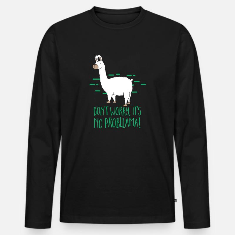 No Probllama - Männer Premium Bio Langarmshirt - Schwarz