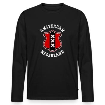 Amsterdam - Men's Premium Organic Long Sleeve Shirt - black - Front - Nico (187cm)