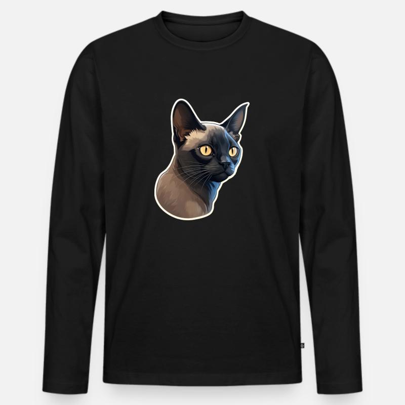 Burma-Katze - Männer Premium Bio Langarmshirt - Schwarz