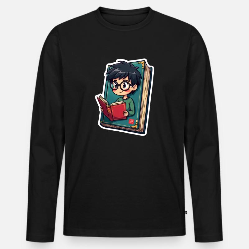 BUCHEN NERD - Männer Premium Bio Langarmshirt - Schwarz