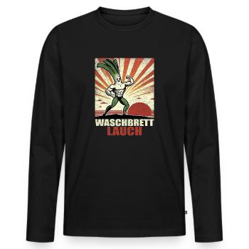 Poireaux, planche à laver, abdos de planche à laver - T-shirt manches longues Premium bio Homme - noir - Devant - Nico (187cm)