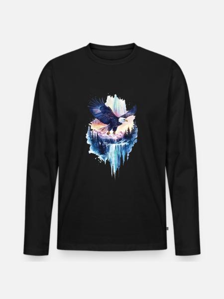Adler - Männer Premium Bio Langarmshirt - Schwarz