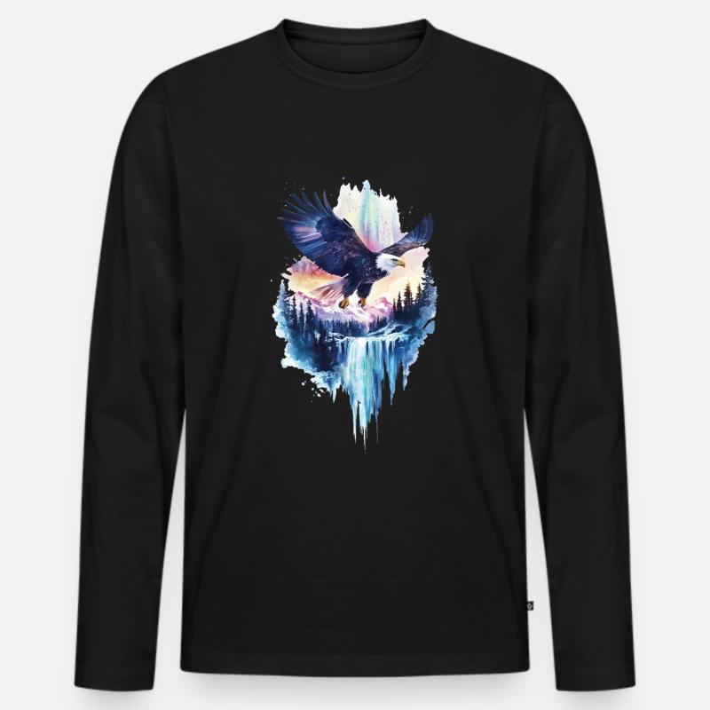 Adler - Männer Premium Bio Langarmshirt - Schwarz