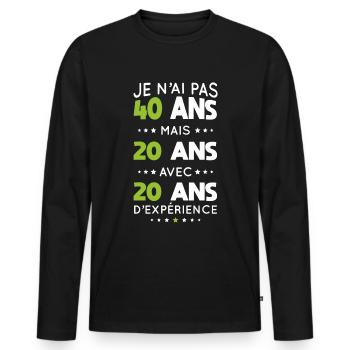 Birthday 40 years - Not 40 years but 20 years - Men's Premium Organic Long Sleeve Shirt - black - Front - Nico (187cm)