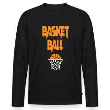 Basketball avec jeu de basket-ball Hoop - T-shirt manches longues Premium bio Homme - noir - Devant - Nico (187cm)