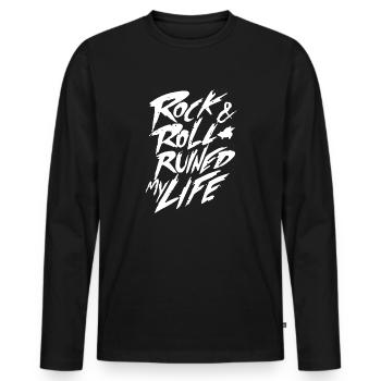 Rock and Roll Ruined my Life idée cadeau de musique - T-shirt manches longues Premium bio Homme - noir - Devant - Nico (187cm)