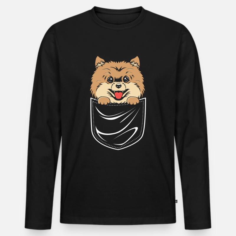 Pomeranian Zwergspitz Hund - Männer Premium Bio Langarmshirt - Schwarz
