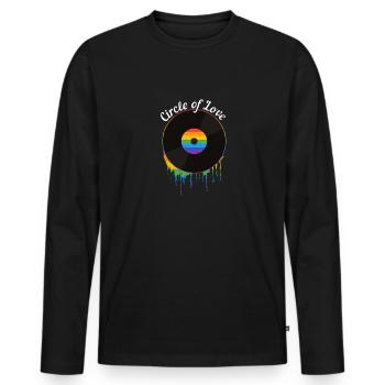 Vinyl LGBT Circle Of Love Retro Record Music - Männer Premium Bio Langarmshirt - Schwarz - Vorne - Nico (187cm)