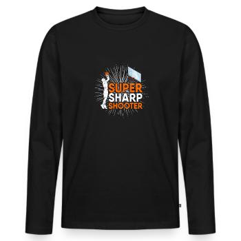 Super Sharp Shooter Basketball Hoops Ball Dunk - T-shirt manches longues Premium bio Homme - noir - Devant - Nico (187cm)