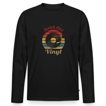 Scotch et Vinyle Retro Vintage Music - T-shirt manches longues Premium bio Homme - noir - Devant - Nico (187cm)