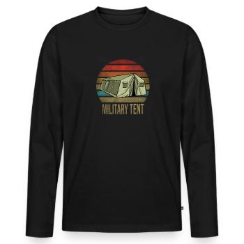 Military Tent Army Retro Sunset Vintage - Men's Premium Organic Long Sleeve Shirt - black - Front - Nico (187cm)