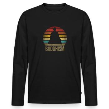 Monk Buddhist Monk Buddhism Meditation - Männer Premium Bio Langarmshirt - Schwarz - Vorne - Nico (187cm)