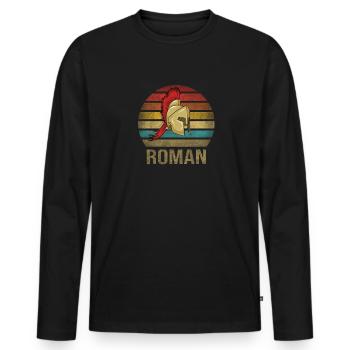Plumed War Helmet Rome Sparta Retro Sunset - Men's Premium Organic Long Sleeve Shirt - black - Front - Nico (187cm)