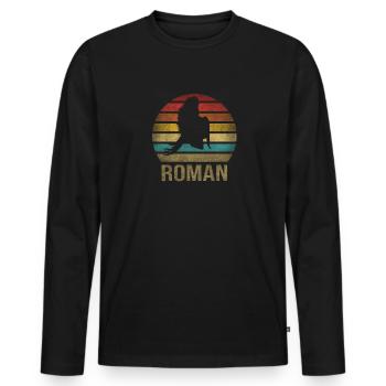 Plumed War Helmet Rome Sparta Retro Sunset - Men's Premium Organic Long Sleeve Shirt - black - Front - Nico (187cm)