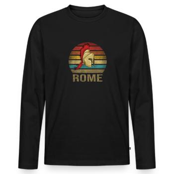 Plumed War Helmet Rome Sparta Retro Sunset - Men's Premium Organic Long Sleeve Shirt - black - Front - Nico (187cm)