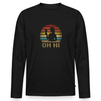 Boire du vin Fun Alcohol Woman Retro Sunset - T-shirt manches longues Premium bio Homme - noir - Devant - Nico (187cm)