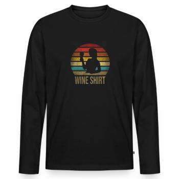 Boire du vin Fun Alcohol Woman Retro Sunset - T-shirt manches longues Premium bio Homme - noir - Devant - Nico (187cm)