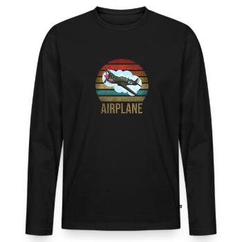 Airplane Historic World War II Flying Pilot WWII - Männer Premium Bio Langarmshirt - Schwarz - Vorne - Nico (187cm)