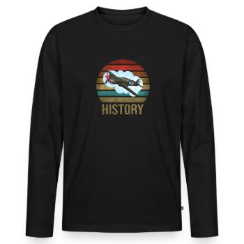 Airplane Historic World War II Flying Pilot WWII - Männer Premium Bio Langarmshirt - Schwarz - Vorne - Nico (187cm)