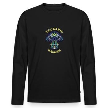 Decrime Nature Colorful Magic Mushroom Trippy - Männer Premium Bio Langarmshirt - Schwarz - Vorne - Nico (187cm)