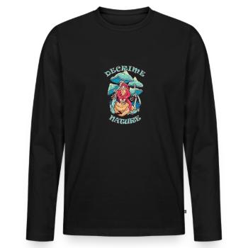 Decrime Nature Colorful Magic Mushroom Trippy - Männer Premium Bio Langarmshirt - Schwarz - Vorne - Nico (187cm)