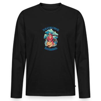 Decrime Nature Colorful Magic Mushroom Trippy - Männer Premium Bio Langarmshirt - Schwarz - Vorne - Nico (187cm)
