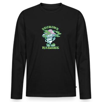 Decrime Nature Colorful Magic Mushroom Trippy - Men's Premium Organic Long Sleeve Shirt - black - Front - Nico (187cm)