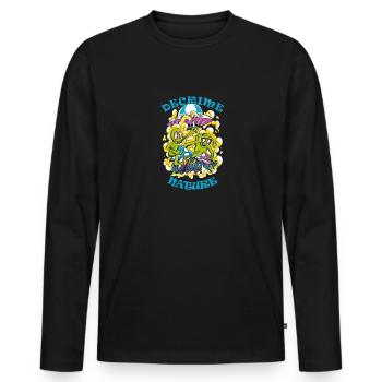 Décrime Nature Champignon Magique Coloré Aliens - T-shirt manches longues Premium bio Homme - noir - Devant - Nico (187cm)