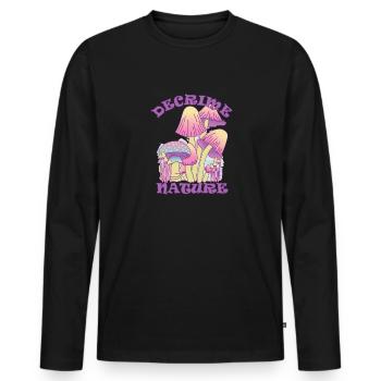 Decrime Nature Colorful Magic Mushroom Trippy - Männer Premium Bio Langarmshirt - Schwarz - Vorne - Nico (187cm)