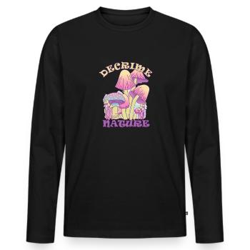 Decrime Nature Colorful Magic Mushroom Trippy - Männer Premium Bio Langarmshirt - Schwarz - Vorne - Nico (187cm)
