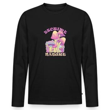 Decrime Nature Colorful Magic Mushroom Trippy - Männer Premium Bio Langarmshirt - Schwarz - Vorne - Nico (187cm)