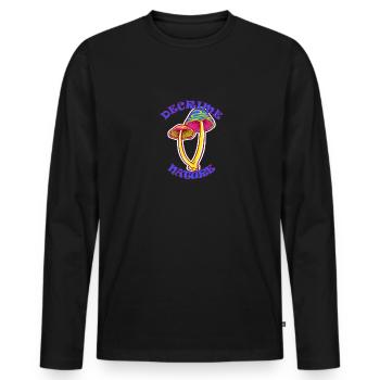 Decrime Nature Champignon Magique Coloré Trippy - T-shirt manches longues Premium bio Homme - noir - Devant - Nico (187cm)