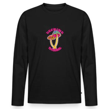 Decrime Nature Colorful Magic Mushroom Trippy - Männer Premium Bio Langarmshirt - Schwarz - Vorne - Nico (187cm)