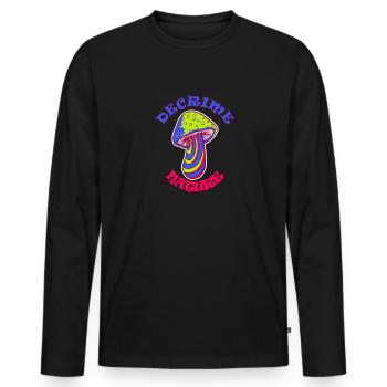 Decrime Nature Colorful Magic Mushroom Trippy - Men's Premium Organic Long Sleeve Shirt - black - Front - Nico (187cm)