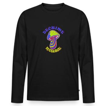 Decrime Nature Colorful Magic Mushroom Trippy - Men's Premium Organic Long Sleeve Shirt - black - Front - Nico (187cm)