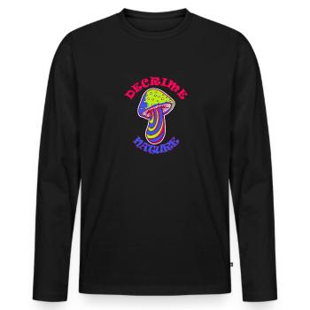 Decrime Nature Colorful Magic Mushroom Trippy - Männer Premium Bio Langarmshirt - Schwarz - Vorne - Nico (187cm)