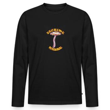 Decrime Nature Colorful Magic Mushroom Trippy - Männer Premium Bio Langarmshirt - Schwarz - Vorne - Nico (187cm)