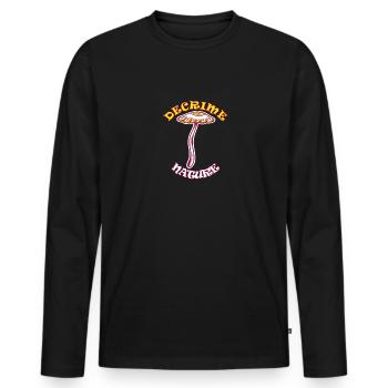 Decrime Nature Colorful Magic Mushroom Trippy - Men's Premium Organic Long Sleeve Shirt - black - Front - Nico (187cm)