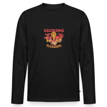 Decrime Nature Colorful Magic Mushroom Trippy - Men's Premium Organic Long Sleeve Shirt - black - Front - Nico (187cm)