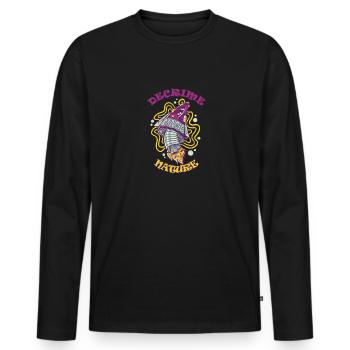 Decrime Nature Coloré Magic Mushroom Rocket - T-shirt manches longues Premium bio Homme - noir - Devant - Nico (187cm)