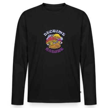 Decrime Nature Colorful Magic Mushroom Trippy - Männer Premium Bio Langarmshirt - Schwarz - Vorne - Nico (187cm)