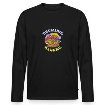 Decrime Nature Colorful Magic Mushroom Trippy - Männer Premium Bio Langarmshirt - Schwarz - Vorne - Nico (187cm)