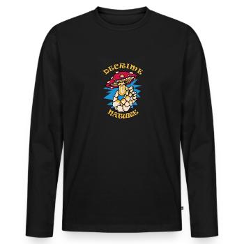 Decrime Nature Colorful Magic Mushroom Skeleton - Männer Premium Bio Langarmshirt - Schwarz - Vorne - Nico (187cm)