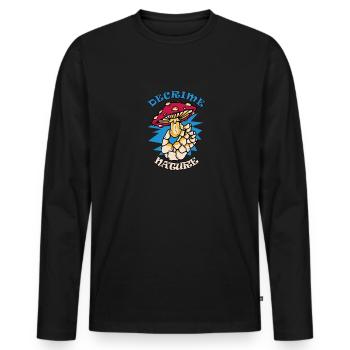 Decrime Nature Colorful Magic Mushroom Skeleton - Männer Premium Bio Langarmshirt - Schwarz - Vorne - Nico (187cm)